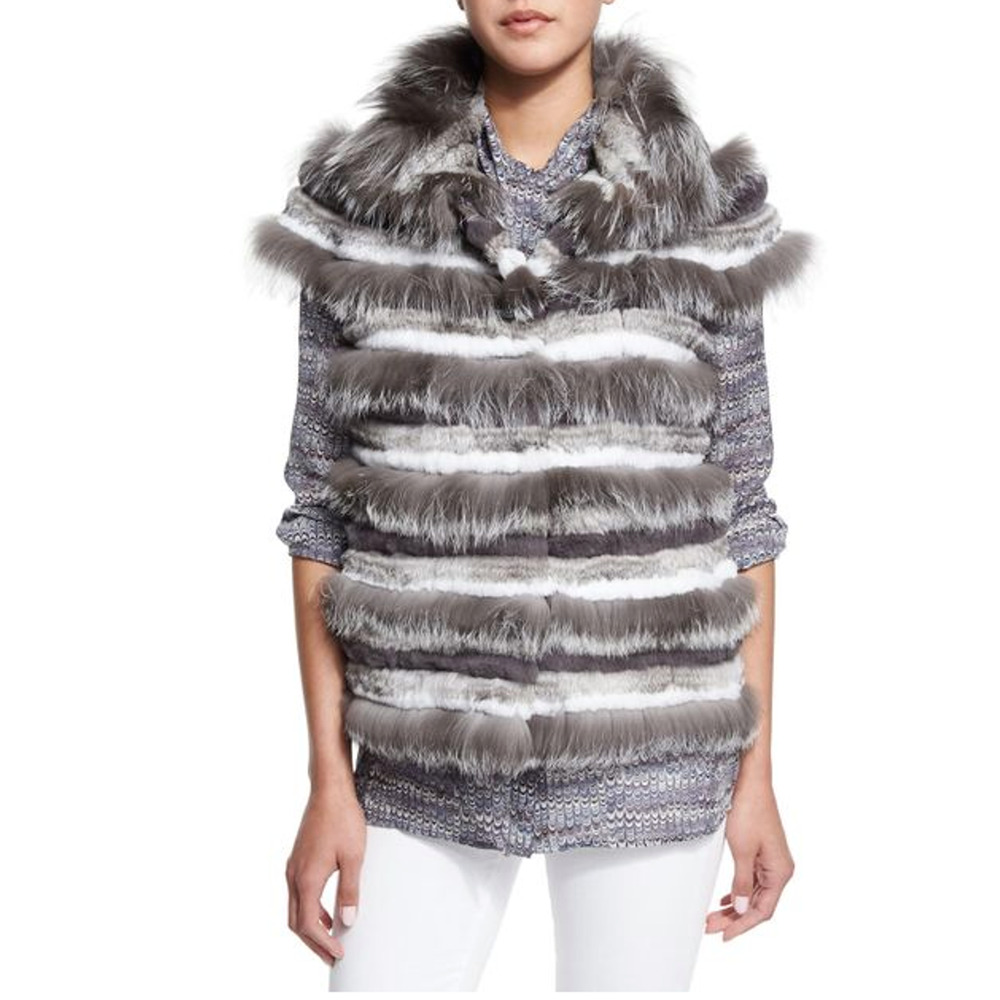 $1695 NEW TORY BURCH RABBIT FOX FUR VEST JACKET FALL WINTER XS!